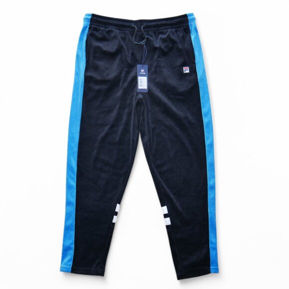 Vintage FILA Velour Track Pants Men's Size XXL Navy Blue Sweatpants Tracksuit - Picture 1 of 7